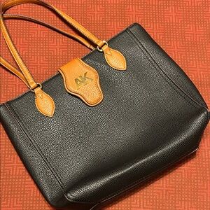 Anne Klein Black Tote with Tan Accents